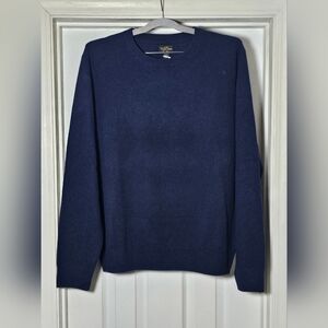 J.Crew Mens 100% Cashmere Crewneck Sweater Size Large Navy Blue Knit
